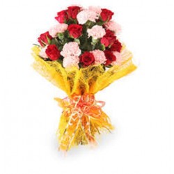 Rose With Carnations Flower Bunch